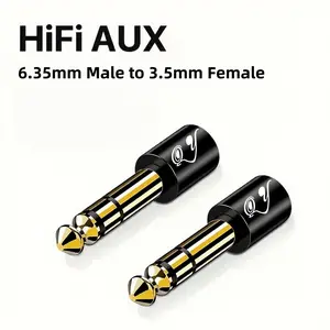 6.35mm Male to 3.5mm Female Stereo Audio Adapter, Auxiliary Audio Cable Converter, Guitar Amplifier Headphone Connector (1 Piece/2 Pieces)