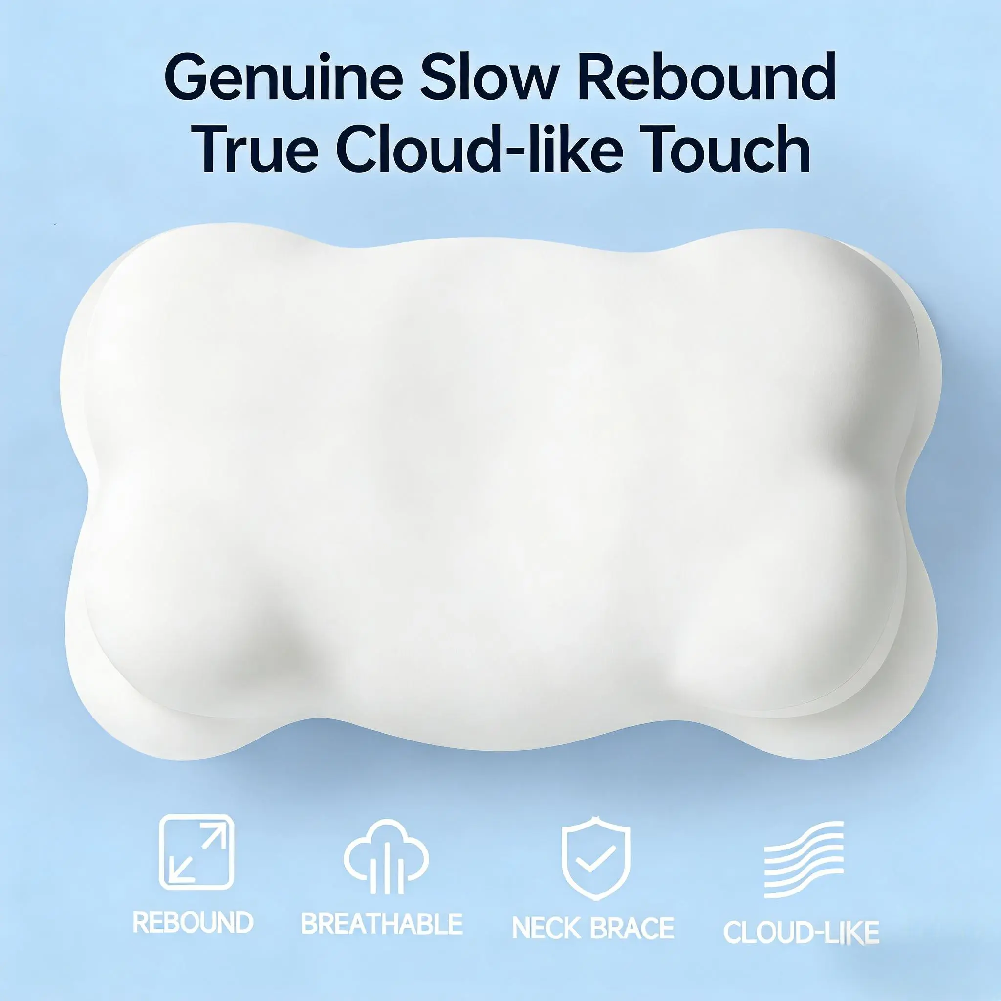 Cloud Contour Memory Foam Cervical Neck Pillow - FREE Cooling Pillowcase, Orthopedic Ergonomic Dual-Height Supportive Pillows for Sleeping
