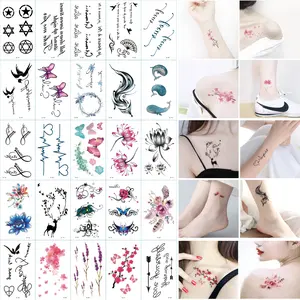 Manufacturer's in-stock wholesale of fresh-style temporary tattoo stickers, English letter and cartoon temporary tattoo stickers available for small-batch customization