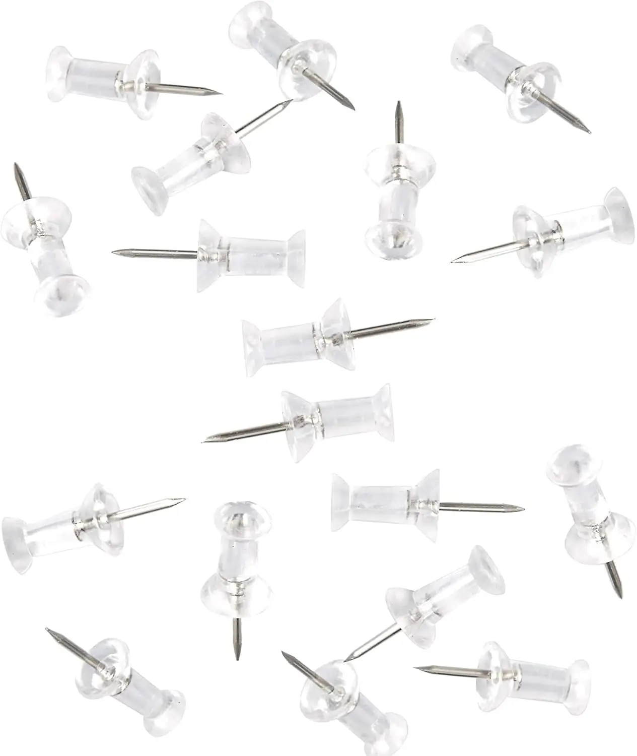 100-Pack Push Pins Tacks, Clear Plastic Head, Steel Point,Thumb Tacks for Wall Corkboard Map Calendar Photo -Home Office Craft Projects Heavy Duty Head Pin