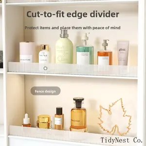 Cuttable Transparent Plastic Divider L-Shaped Gap Table Edge Home Drawer Storage Organizer Partition Board Manufacturer Racks Translucent (2-Pack)