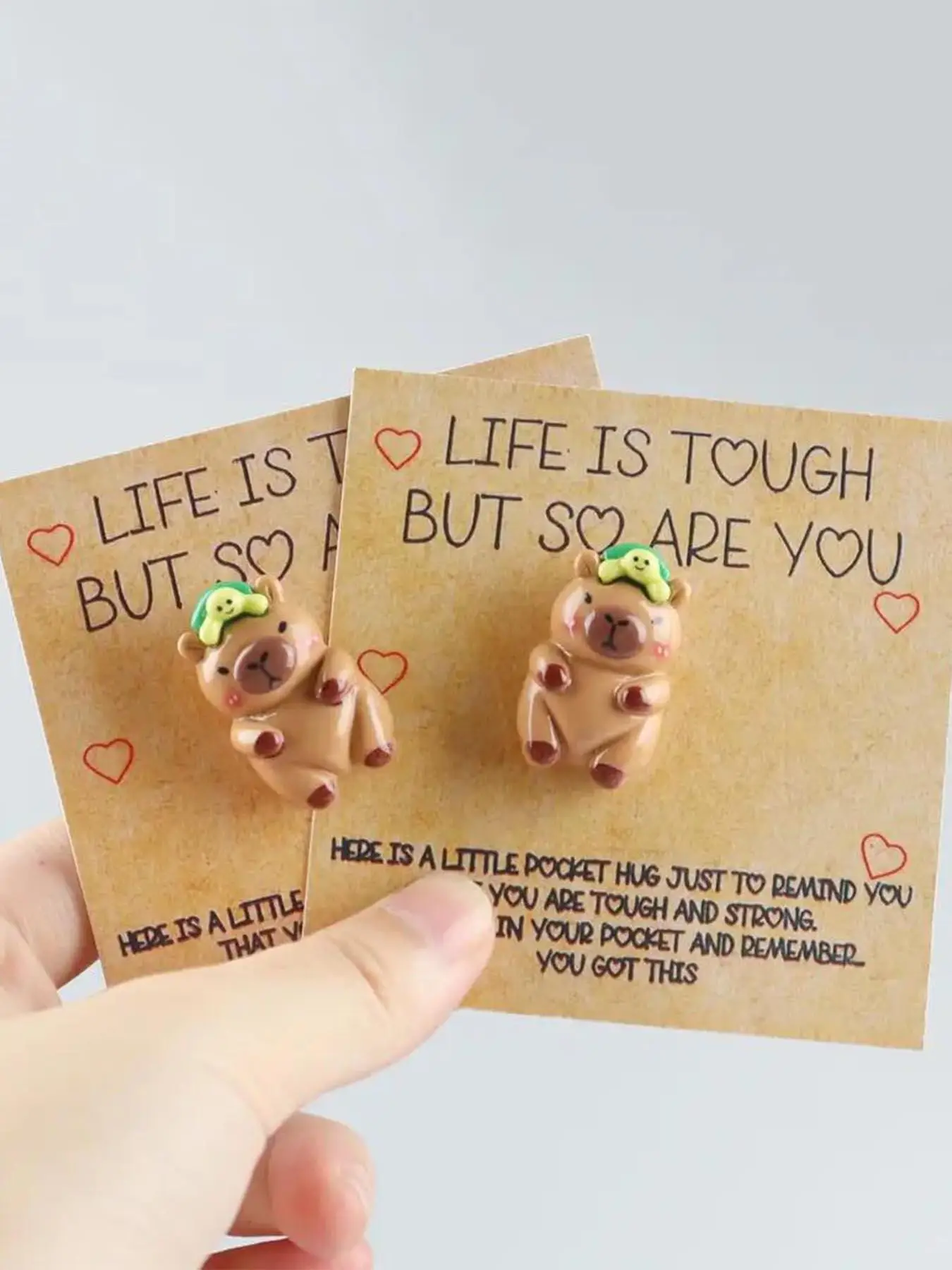 Cute Capybara Design Resin Accessories, Mini Cute Card, Positive Affirmation Greeting Card, Small Gift for Anyone