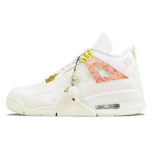 Jordan Air Jordan 4 Women's Retro Basketball Shoes with Chinese Style Silk Design, Durable Mid-Top for Casual Wear Trending Shoes, House White Official Shoes to Get / Maison Mihara