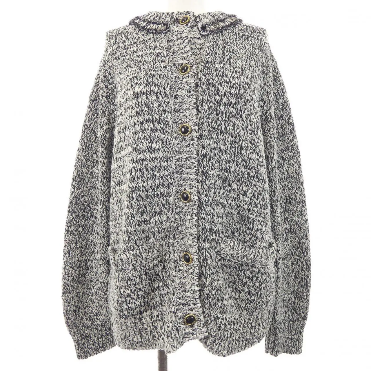Pre-owned Louis Vuitton Tweed Small Leather Goods Rhinestone Trim Cardigan