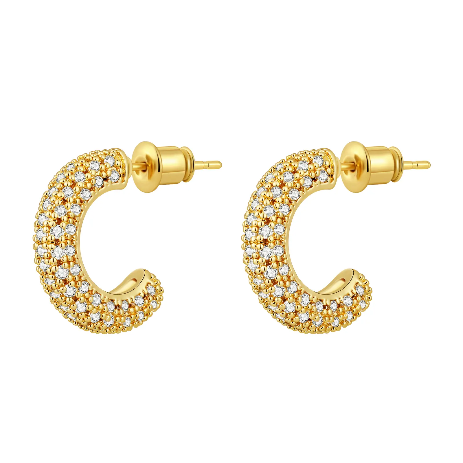 Style 2 - C Hoop Earrings - Yellow Gold
