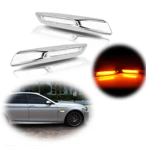 F10 Style Clear Front Side Fender Amber LED Indicator Lamps For BMW 1 3 5 Series Replace OEM 63137253325 63137253326