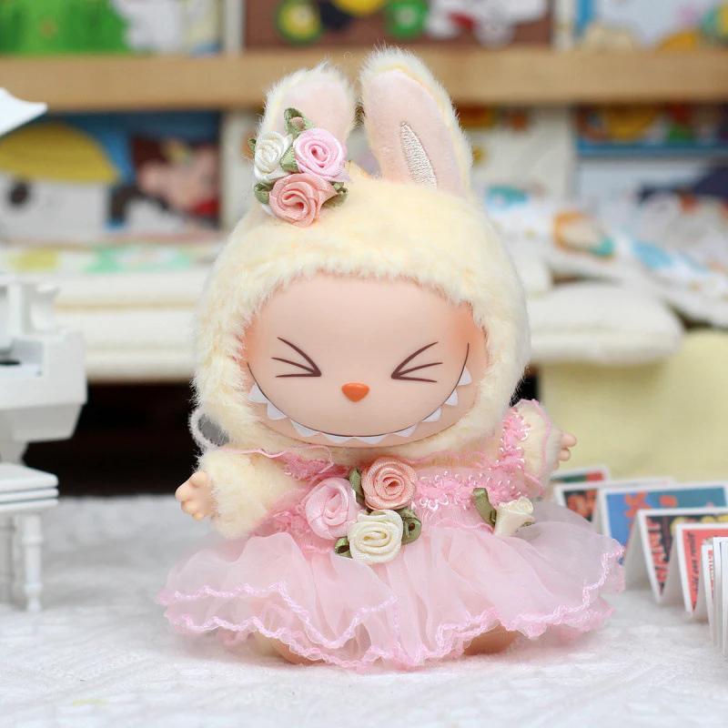 Labubu 17cm DIY Doll Making Clothes  Invisible Wings Princess, Heartbeat Macaron Labubu Soft Cuddly Gift Lifelike Newborn Reborn
