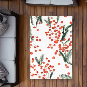 Begin Home Decor C1ROAR35N14UWR 3 x 5 ft. Mistletoe Leaf Pattern Outdoor Rectangle Area Rug - Home Decor Trees