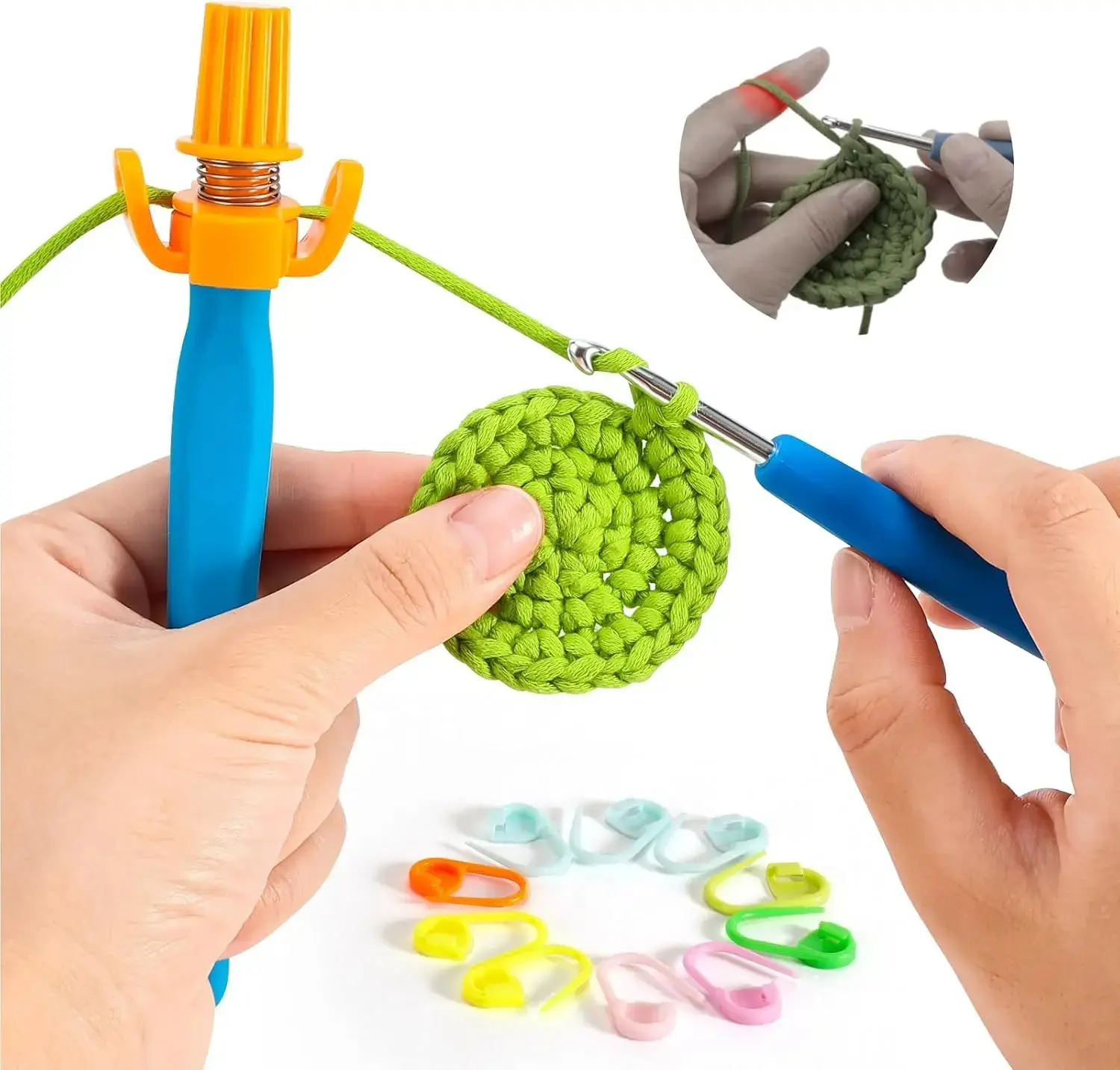 Crochet tension tool suitable for beginners, ergonomic yarn guide| Tension control crochet aid, universal comfortable handle for both left and right hands, portable crochet accessory, suitable for crocheters and knitters, ideal as a gift