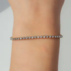 EVRY JEWELS Gold or Silver Plated Women's Hypoallergenic Champagne Princess Tennis Bracelet
