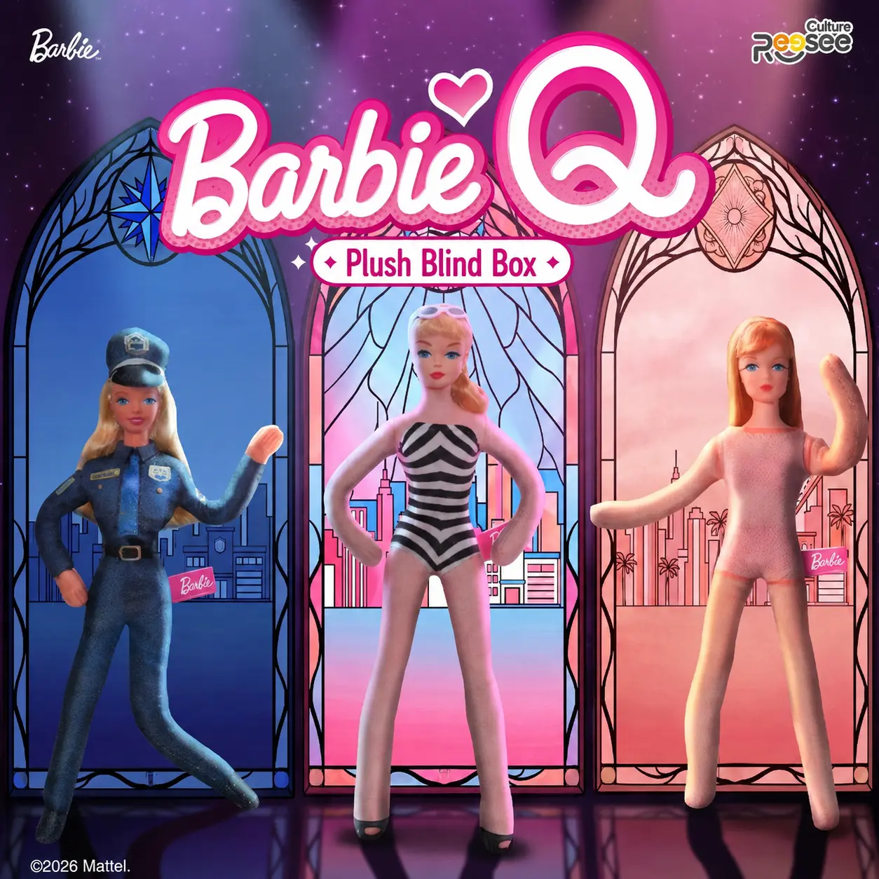 Barbie-Q Themed Mystery Plush Box fluffy well-sewn cartoon stuffed figures with unique styling great holiday pick-me-up present for teen and young adult collectors，Back To School