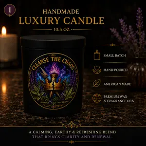 Cleanse The Chaos Intention Candle | 10.5oz Luxury Candle Gift Set | Includes Intention Card & Waterproof Matches