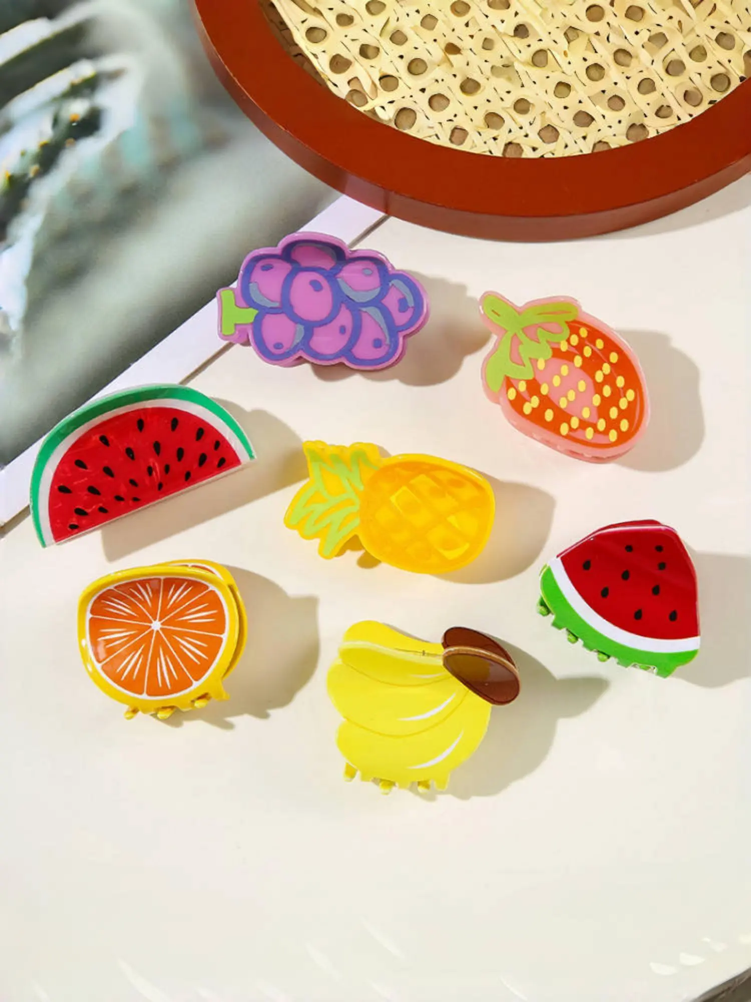 Summer Fruit Series Hair Clip Set, Watermelon Strawberry Banana Grape Cherry Design, Cute Accessories for Women and Girls