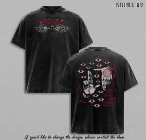 Alucard Hellsing Shirt Anime Vampire Wings Graphic Tee Vintage Washed Oversized Unisex Streetwear Dark Gothic Anime Shirt Manga Gift for Fans