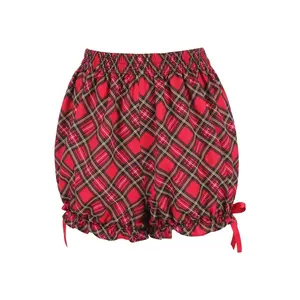 Red Plaid Crepe Bloomers