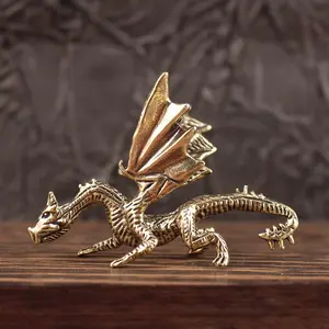 1pc Brass Simulation Flying Dragon Statue Ornament, Decorative Sculptures, Home Decor, Ideal for Room Desktops, Tea Table Decorations, Office & Study Decoration, Perfect Gift