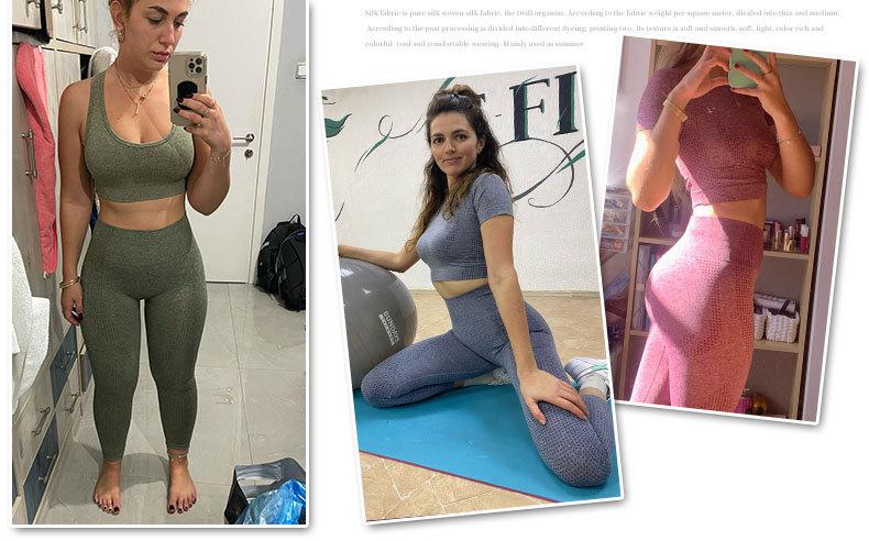 2PCS Seamless Yoga Set Women Tracksuit High Waist Leggings Workout Sportswear Gym Clothing Fitness Crop Top Sports Suits Gym Set