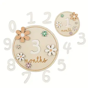 DIY Creative Milestone Wooden Decorative Plaque Set, Colorful Numbers 0-9, Daisy Flower Decor, Birthday Party Photo Props, Christmas & Halloween, Home Decor Products, Room Decor, Decoration