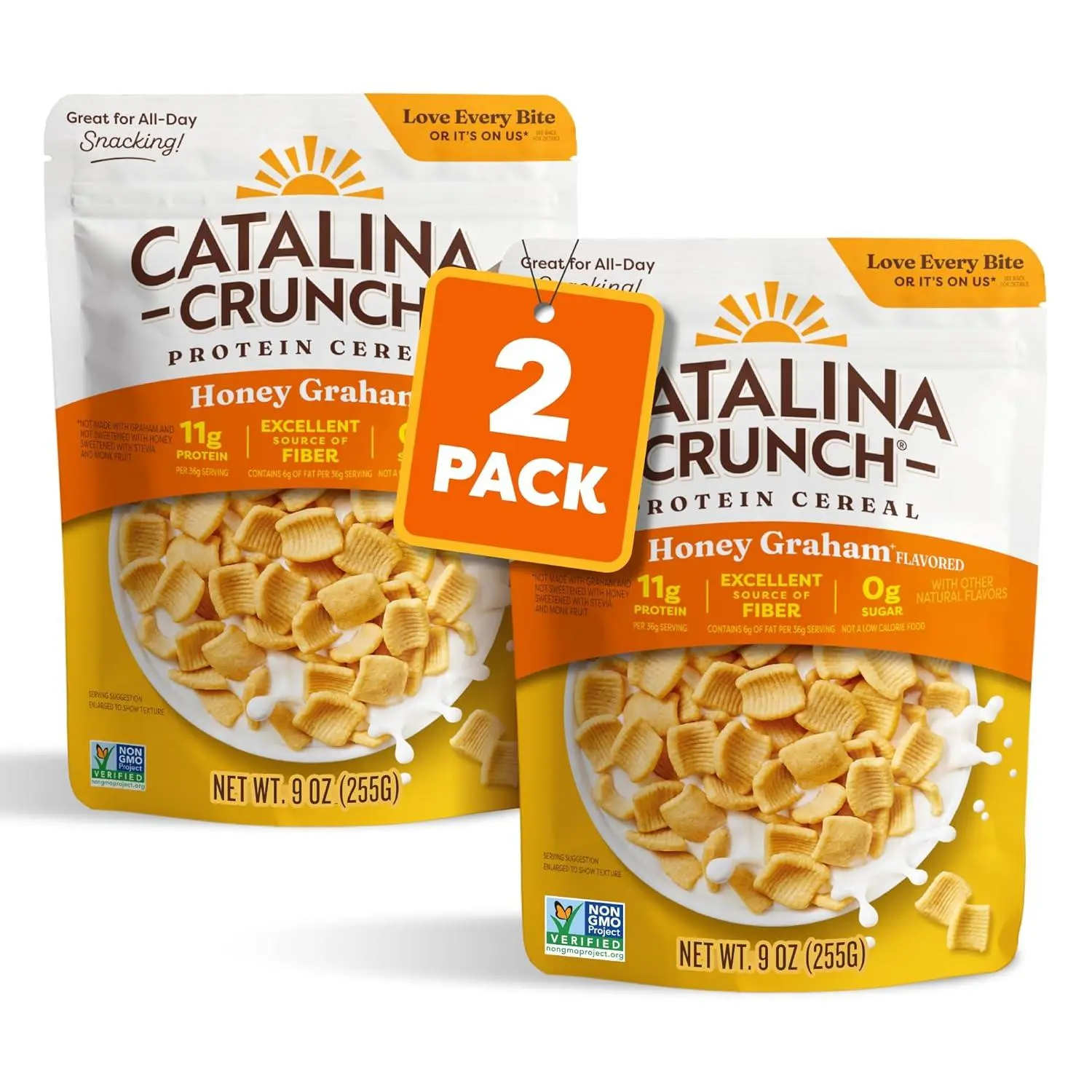 Catalina Crunch Protein Cereal, Honey Graham, 9 oz Bag (Pack of 1) | Sugar Free, 11g of Protein, Gluten Free, Excellent Source of Fiber, Breakfast Cereal, Packaging May Vary