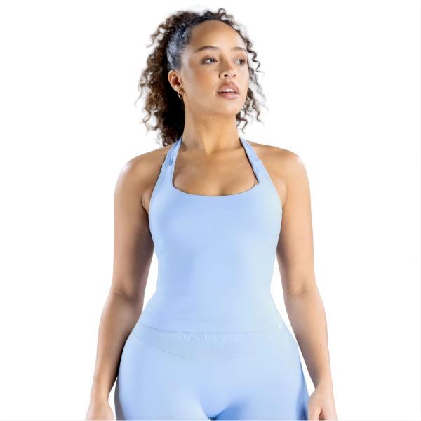 <WITH LOGO> DFYNE Halter Top and Shorts/Leggings Set - Seamless shaping design, hip-lifting design, women's sportswear set, suitable for various occasions such as yoga, fitness, cycling, hiking, running, sports, and outdoor leisure