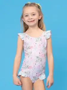 Flamingo Leaf Ruffle Swimsuit