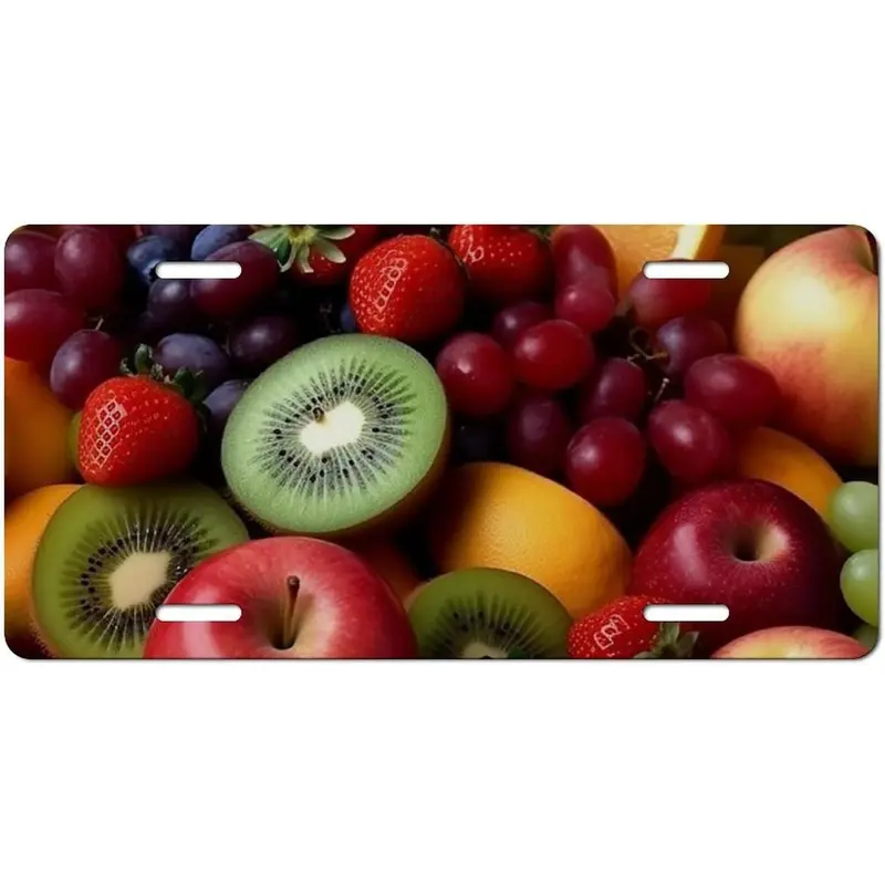 Fresh Fruits And Vegetables License Plate Frames for Women Universal Aluminum Us Car Tag Frame Personalized License Plate Cover with 4 Holes Cute Car Plates Frame Rustproof Front Plates Holder 6x12 In
