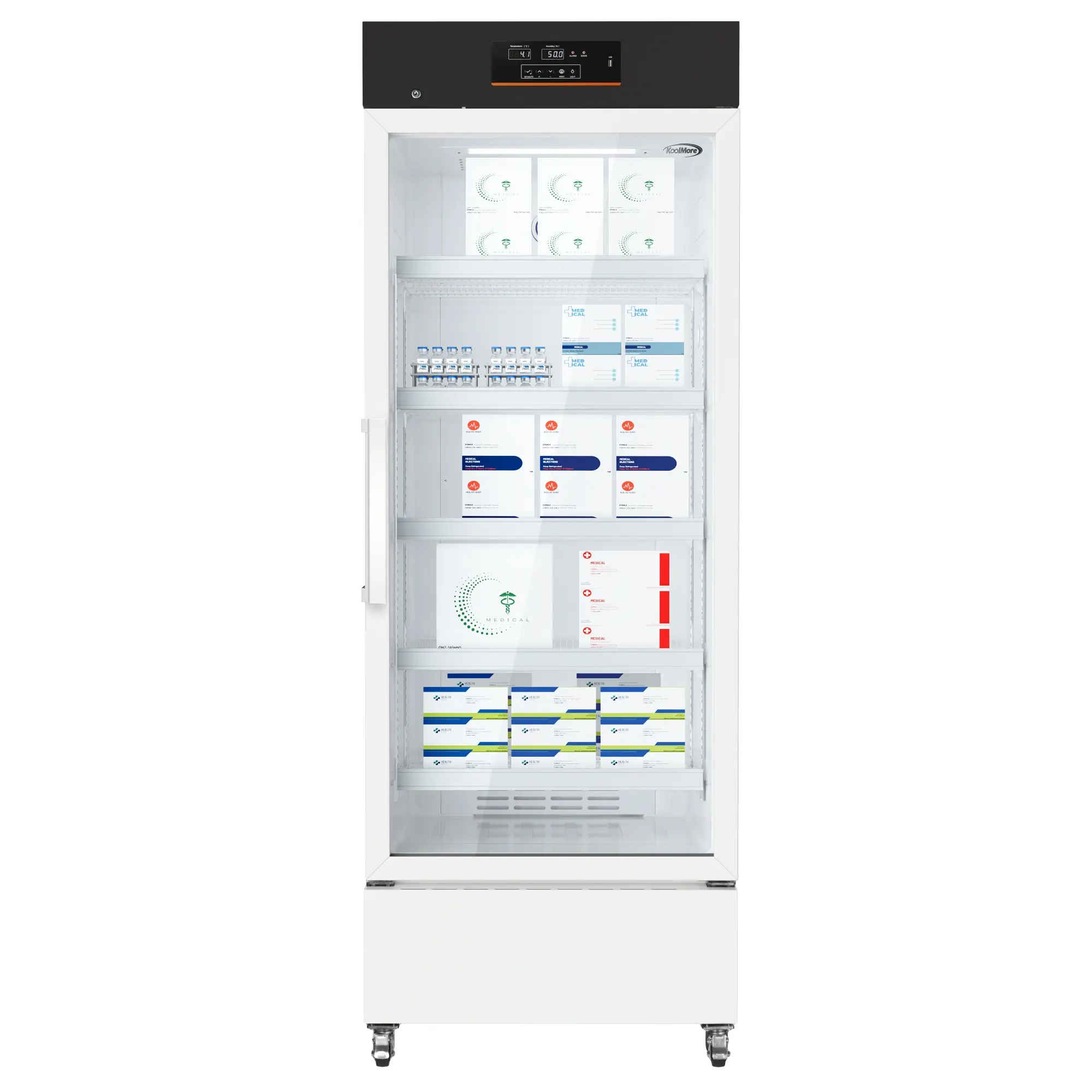 25 in. 15 cu. ft. Medical Pharmacy Refrigerator With Multi-Level Emergency Alarms in White, UL Listed (KM-PHR-15C)