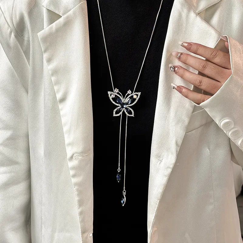 467 Blue Butterfly Necklace