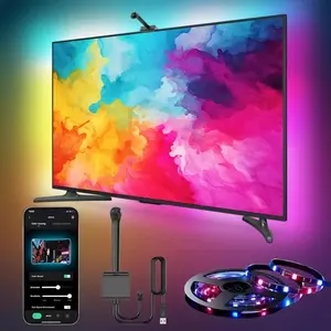Rgbic LED TV Backlight Strip with Ar Color Sensor, 12.5ft for 55-65inch Tvs, 16.4ft USB for 70-85inch Tvs, Compatible with Music Apps, Led Ambient Lighting