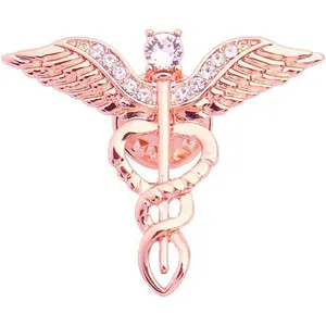Medical Symbol Caduceus Stethoscope Nursing Badge Brooches Lapel Pin for Registered Nurse Doctor Rod of Asclepius Emergency Brooch Jewelry