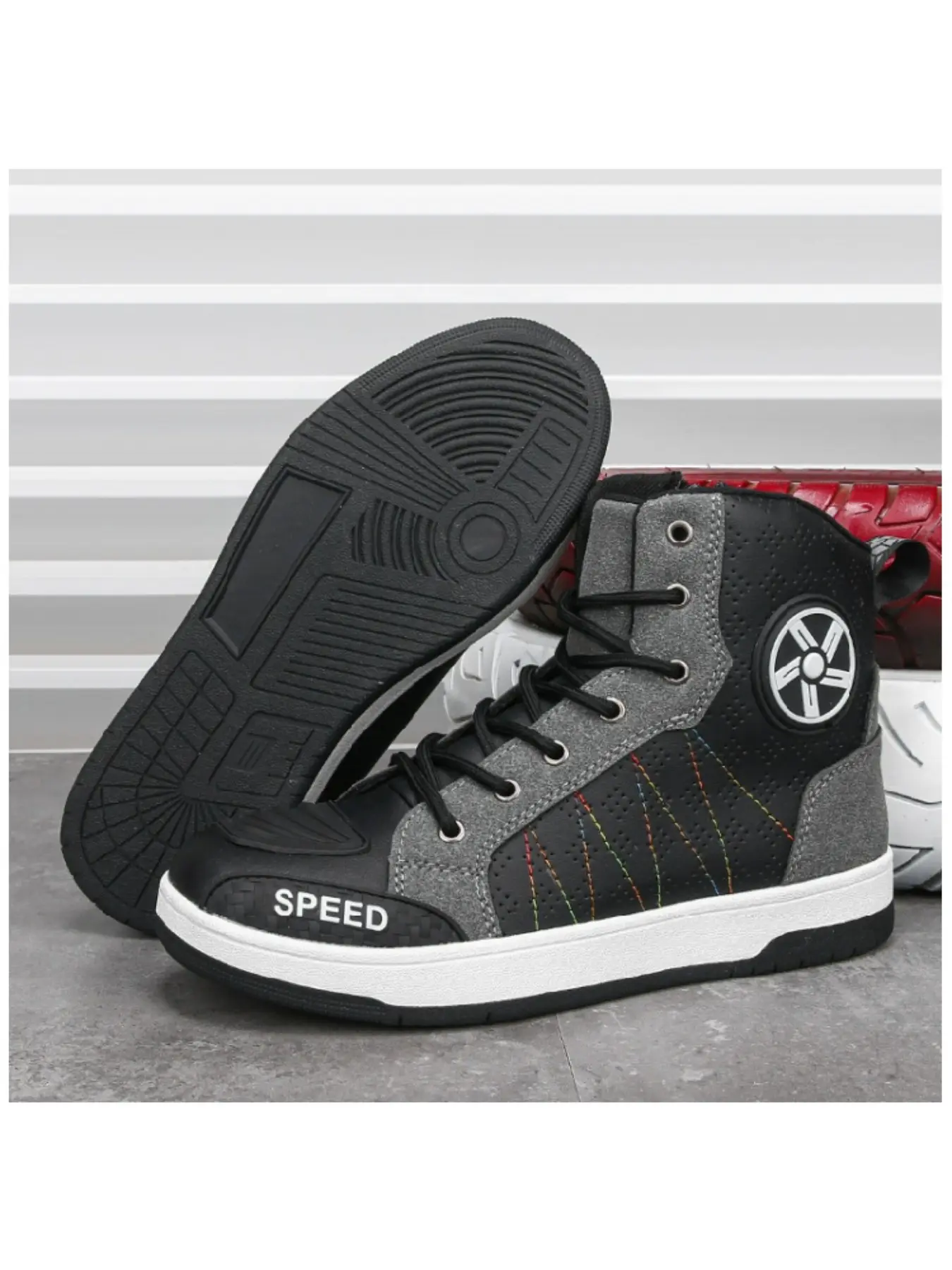 Men's Motorcycle Riding Shoes, Anti-Slip Racing Boots, Waterproof Safety Design, Comfortable and Secure, Ideal for Motorbike Travel, Footwear