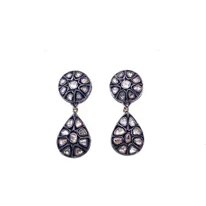 Diamond & Rhodium Drop Earrings