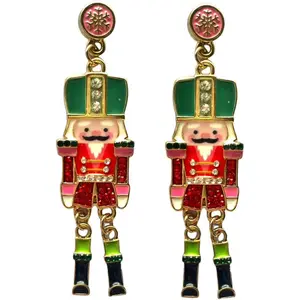 Cute Pair of Classic Nutcracker Earrings for Women with Moveable . Fun Pair of Nutcracker Moveable  Earrings for Women. Christmas Red Glitter  Nutcracker Earrings for Women. Fun Pair of Nutcracker Style Fun Earrings for Women.