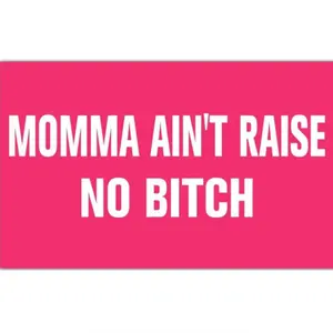Momma Ain't Raise No Bitch Flag Pink Tapestry Funny Flags for Room Teen Girls Bedroom College Dorm Meme Flags Man Cave Wall Art Decorations Banner Gifts