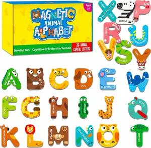 Large Size Magnetic Letters, Cute Animal Alphabet ABC Magnets for Fridge Colorful Uppercase Animals Toys Set Educational Spelling Learning Games for Kids, Toddlers 3 4 5 Years Old