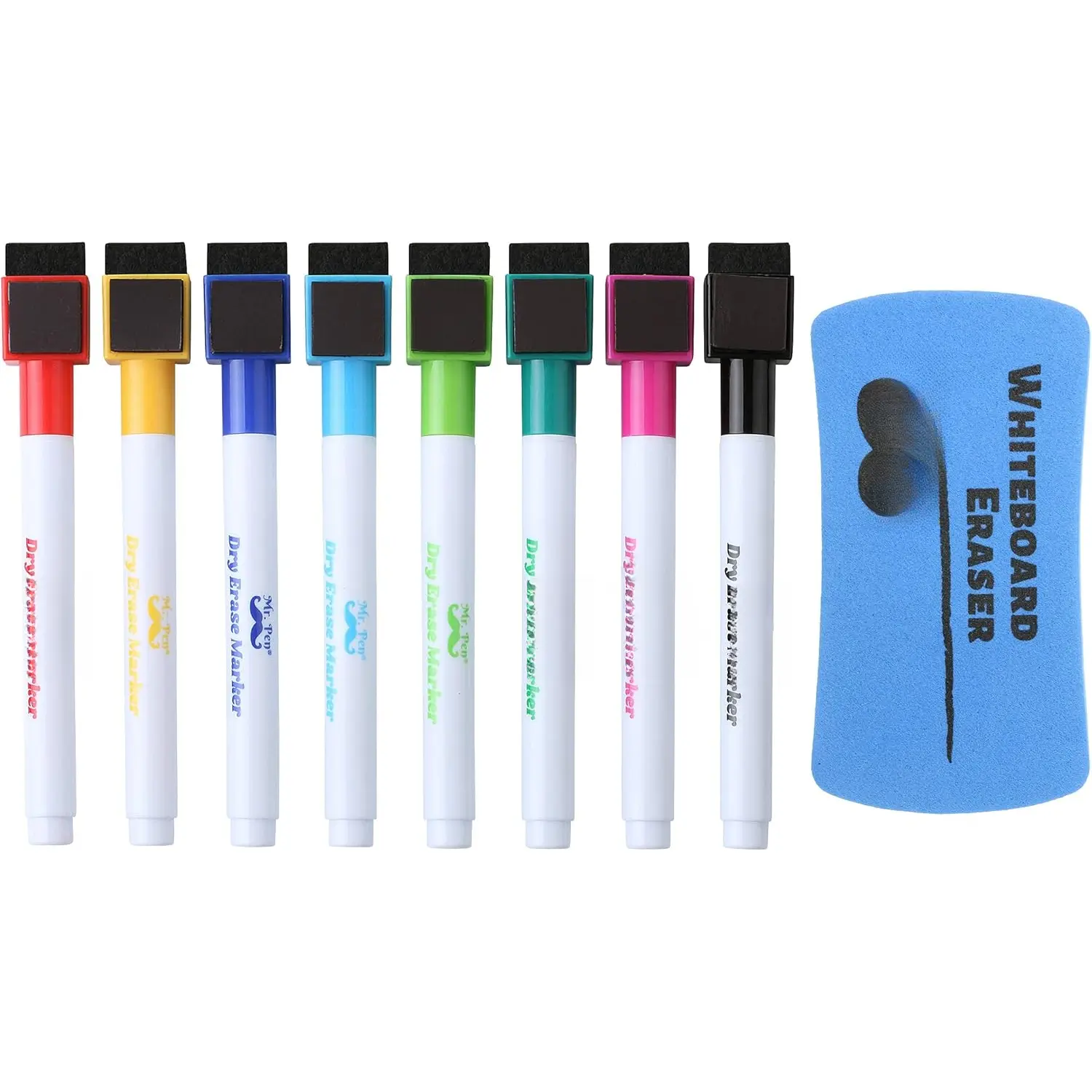 Dry Erase Markers, 8 Pack with Eraser, , Fine Tip Dry Erase s