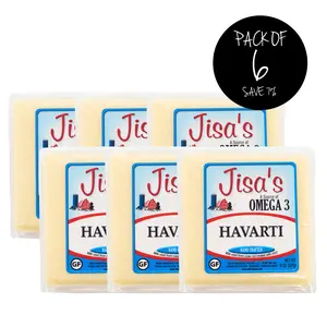 Havarti Cheese Block | Pack of 6 | 8 oz | Jisa's Farmstead Cheese