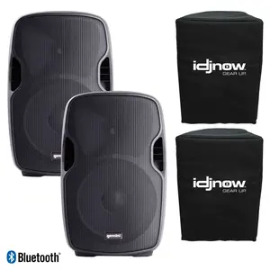 (2) Gemini AS-1500BLU Active Speakers with 15" Woofers & Built-in USB/SD/Bluetooth MP3 Player & Free Speaker Covers