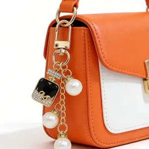 Luxury Pearl Crystal Keychain Black Only Elegant Accessory for Bags and Keychains Cherry Fashion