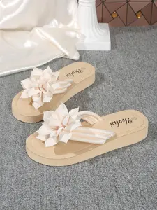 Women's Floral Decoration Sandals, New Style Casual Beach Vacation Footwear, Comfortable Rubber Sole Textile Upper
