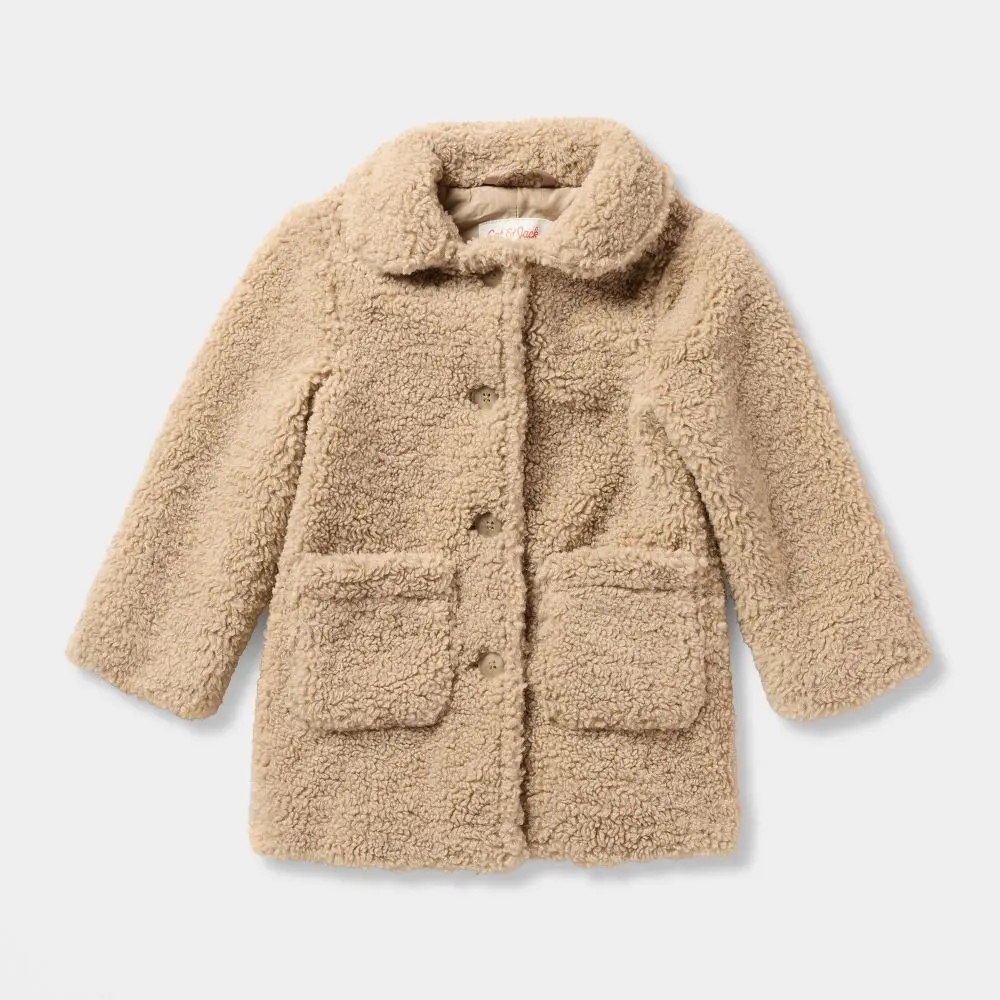 Cat & Jack Toddler Teddy Fleece Overcoat - Warm Button-Down Jacket