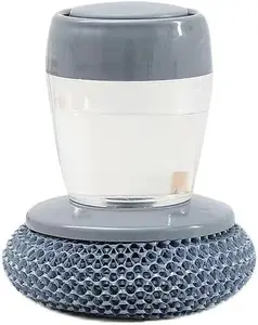 Dish Brush with Soap Dispenser - Non-Sticky & Hygienic - Replaceable Brush Head - PET Material Safe for Pots! (Stainless Steel 1 handle+1 replacement ball)