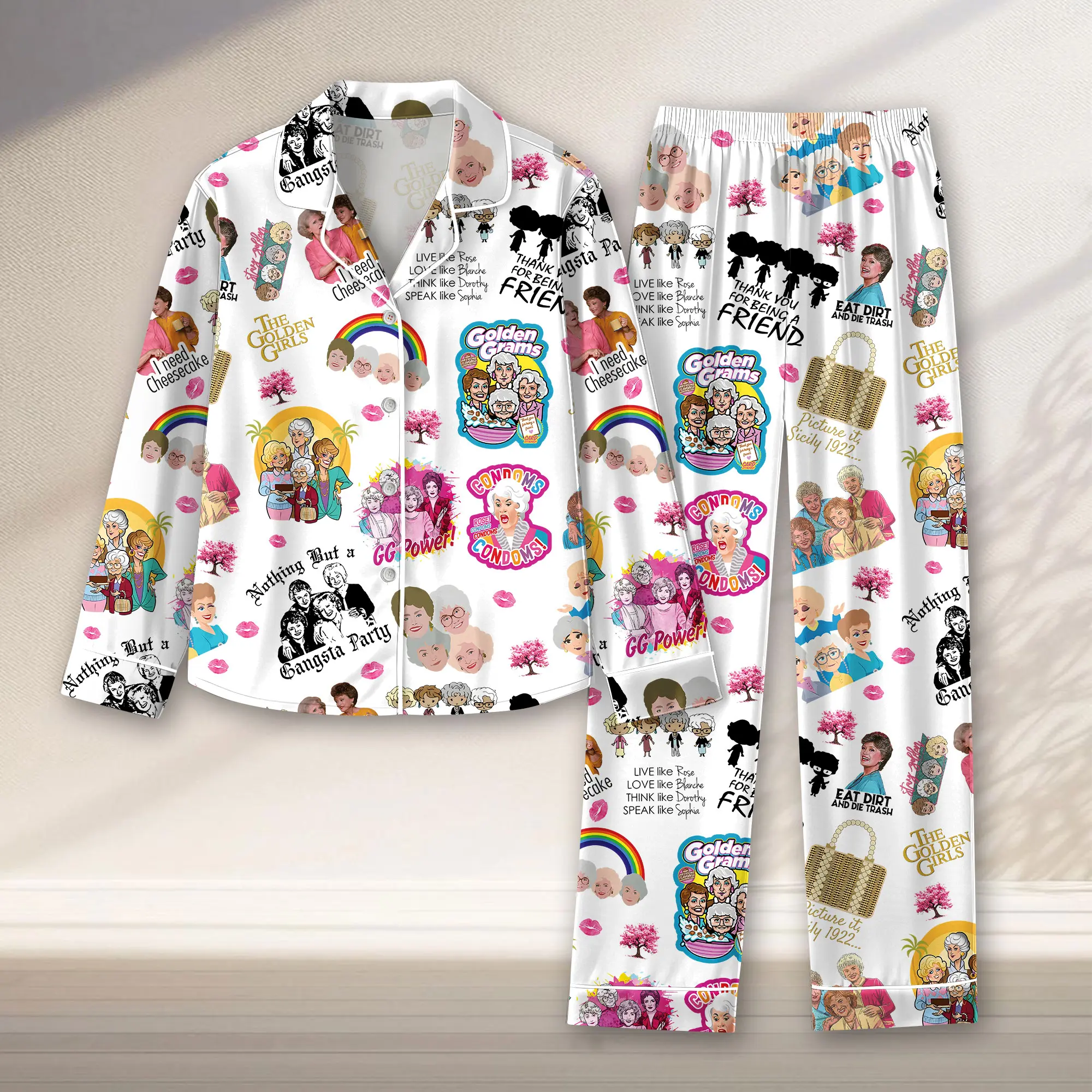 Golden Girls Pajamas Set For Women And Kids, Funny Retro Sleepwear , 80s TV Show Loungewear, Friendship PJs, Vintage Cartoon Nightwear Gift