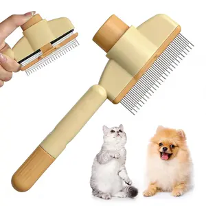 Self-Cleaning Pet Hair Removal Comb for Dogs & Cats – Stainless Steel Teeth for Shedding, Mats & Tangles, Works on Long & Short Hair