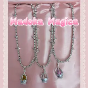 Madoka Inspired Handade Homura Mami Kyoko Sayaka Street Wear Harajuku Fashion Anime Manga Alternative Goth Magical Girl Bling Necklace