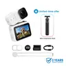 Xtra Atto Wearable 4K Action Camera, 54 g, Light and Compact, 1/1.3″ Sensor, 4K/60fps Video, 220‑Min Max Recording, 5-Min Pre-Recording, Built-in Stabilization, 128GB Storage, 600MB/s Fast Transfer