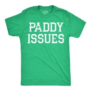 Mens Funny T Shirts Paddy Issues Sarcastic St Patricks Day Novelty Tee for Men Mens Funny T Shirts Cool Vintage Fashion T-Shirt Gift Classic Menswear Saint Patrick's Day Apparel for Men Funny Drinking Short Green - PI