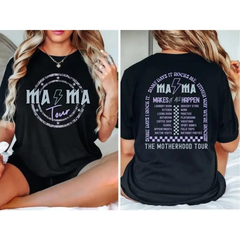 Women's Slim-Fit Cotton Shirt with Rock Theme Graphic, Lightweight All Seasons Seamless Design, Casual Style for Music Lovers, Streetwear, Lady, Short Sleeves