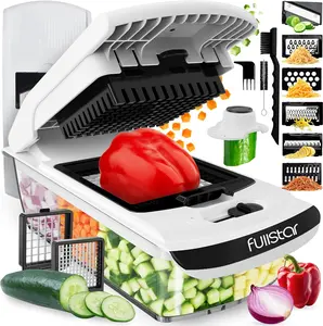 Fullstar Original Pro Chopper – 8-in-1 Vegetable Chopper & Spiralizer with Container (White)