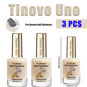 Tinovo Uno Pro Renew Nail Hardener Oil Set For Chrismas - 3 Bottles 12ml Each - Fast Dring, Enhances Nail Strength&Brightness Nails, Creates a Natural Shine, Nail Care, Sleek Bottle Design, High Quality Formula